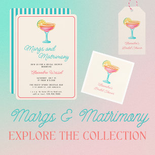 Margs and Matrimony Retro Cocktail Bridal Shower Gift Tags