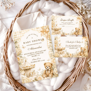 Whimsical Brown Bear Baby Shower Invitation