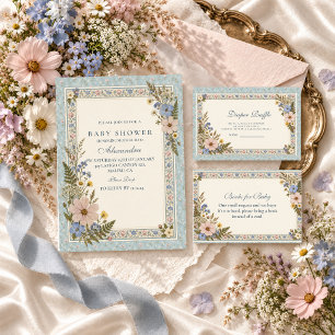 Pressed Flower Baby Shower Napkin