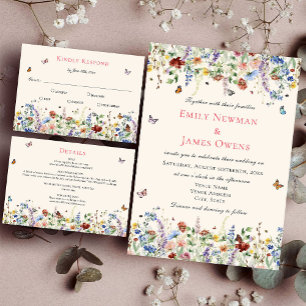 Elegant Rustic Wildflower Floral Wedding Invitation