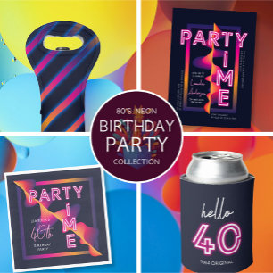 Custom Neon Hello Forty Birthday T-Shirt
