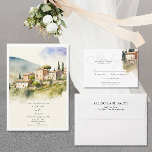 Elegant Italy Landscape Destination Wedding Invitation
