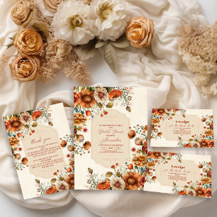 Rust Terracotta Flowers Bridal Shower Paper Plate