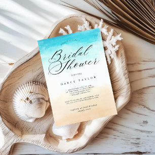 Elegant Tropical Coastal Bridal Shower Invitation