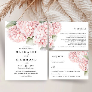 Blush Pink Hydrangea Elegant Floral Wedding Table Number