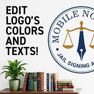 Custom Mobile Notary Legal Signing Navy Gold QR ID Badge
