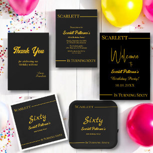 Elegant Chic Black And Gold Luxury 60th Birthday Invitation