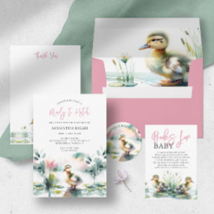 Pink Baby Shower Envelopes Cute Duckling
