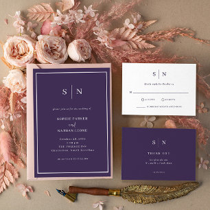 Minimal and Chic   White and Purple Border Wedding Invitation