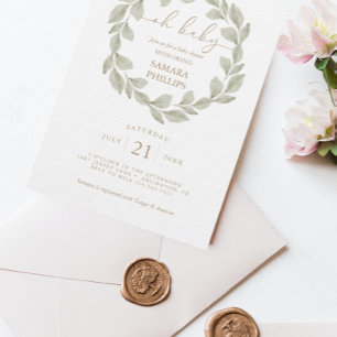 Gender Neutral Eucalyptus Leaf Baby Shower Invitation