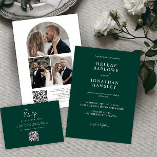 Emerald Green Modern Minimal Wedding Invitation