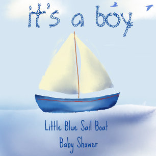 Little Blue Sail Boat Baby Shower Classic Round Sticker