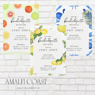 Almafi Vibes Blue Tile Bachelorette Party Weekend Invitation