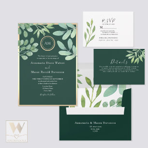 Emerald Green Botanical Wedding Save The Date
