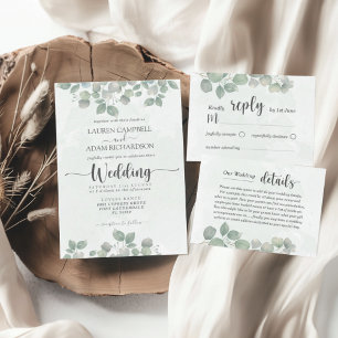 Greenery Eucalyptus Watercolor Wedding Invitation