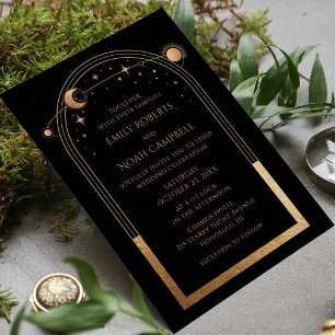 Mystical Black Gold Sun Moon Astronomy Wedding Square Sticker