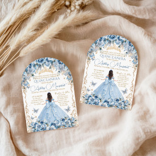 Baby Blue and Gold Quinceañera Princess Water Bott Bottle Label