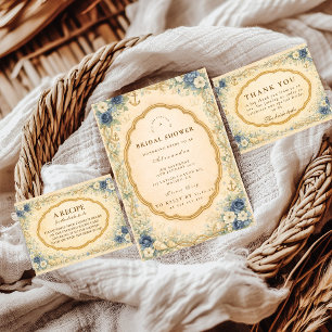 Vintage Navy Coastal Bridal Shower Napkin