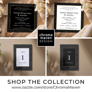 Elegant Black Gold Corporate Dinner Invitation