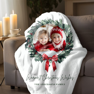 Personalised Christmas Wreath with Photo & Name Ceramic Ornament
