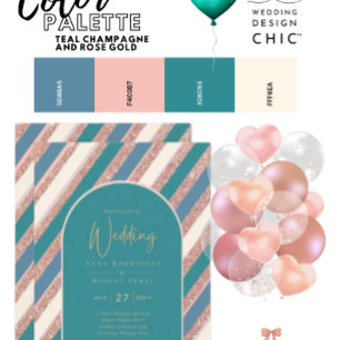 Colour Palette Teal Champagne Rose Gold Weddong