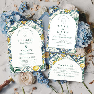 Citrus Botanical Summer Wedding Invitation