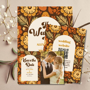 Photo Arch Modern Retro 70s Floral Wedding Save The Date