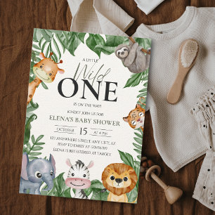 Wild One Safari Animals Boy Baby Shower Classic Round Sticker