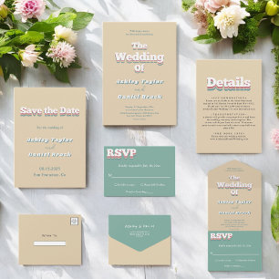 Boho Vintage Retro 70s Groovy Modern Wedding Invitation