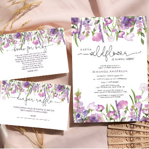 Purple Wildflower Baby Shower Invitation