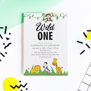 Safari Wild One 1st Birthday Cute Jungle Postcard