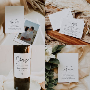 Modern Calligraphy Photo Save The Date  Postcard