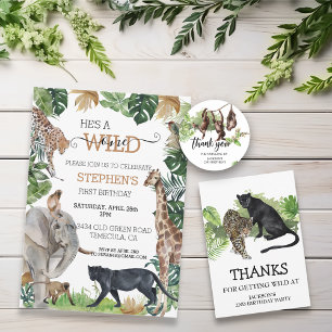 Wild One Jungle Thank you Birthday Favour Monkey Classic Round Sticker