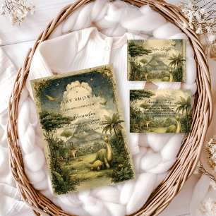 Jungle Dinosaur Baby Shower Invitation