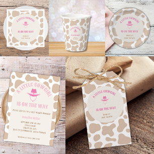 Western Cowgirl Cow Print Girl Baby Shower Invitation