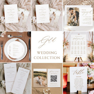 Gold Calligraphy Simple Wedding Invitation