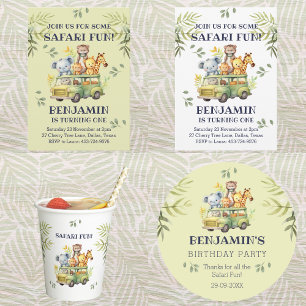 Cute Kids Jungle Safari Birthday Thank You   Classic Round Sticker