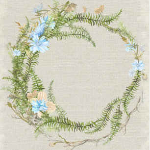 Rustic Summer Fern Wreath Wedding Invitation