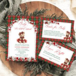 Luxury Teddy Bear Christmas Baby Shower Invitation