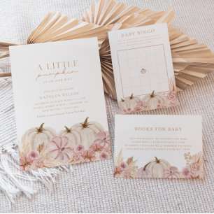 Boho Girls Pampas Grass Pumpkin Baby Shower Invitation