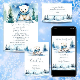 Polar bear winter bearly wait baby shower invitation