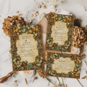 Vintage Autumn Botanical Wedding Save The Date