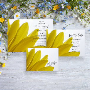 Yellow Daisy Flower Petals Wedding Save the Date