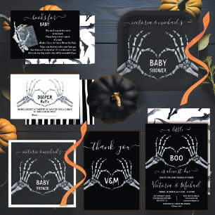 Halloween Baby Shower Skeleton heart Little Boo Invitation