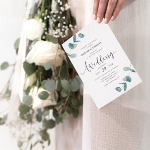 Simple Eucalyptus Wedding Reception Invitation