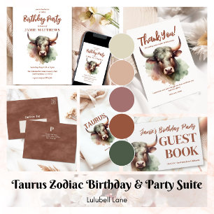 Taurus Bull Zodiac Themed Birthday Party Invitation Postcard