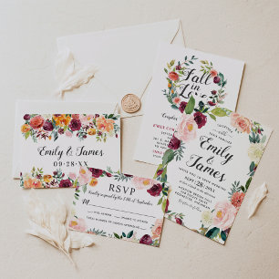 Wedding Celebration Beige Rustic Burgundy Floral  Wrap Around Label