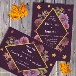 Romantic Autumn Dahlia Wedding Invitation