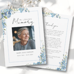 Forget Me Not Flowers Photo Prayer Cards