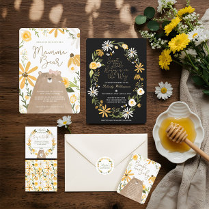 Momma Bear & Sweet Honey Bee Baby Girl Shower Invitation
